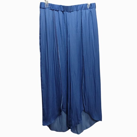 H Halston Split Leg Wrap Pants Blue L - Picture 7 of 7